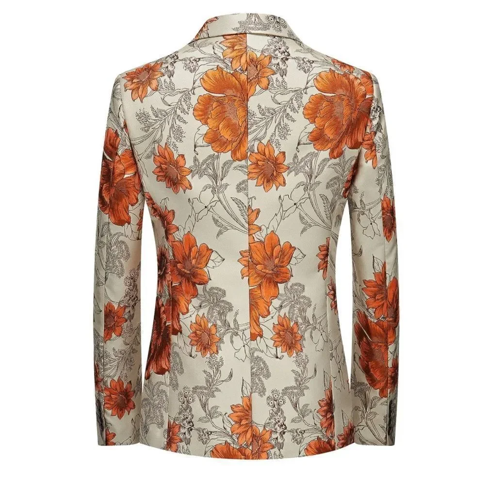 Men’s Floral Suit Jacket Blazer Prom Party Wedding Slim Fit Size 34 NWT